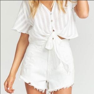 Show Me Your Mumu Blue Wyoming High Waisted Shorts